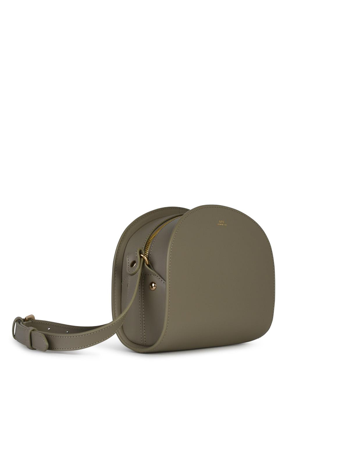 Shop Apc Demi Lune Green Leather Crossbody Bag In Verde