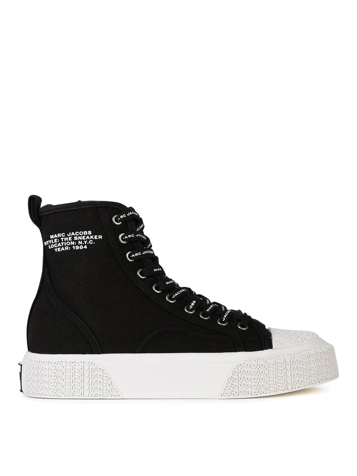 Shop Marc Jacobs The High Top Black Canvas Sneakers In Negro