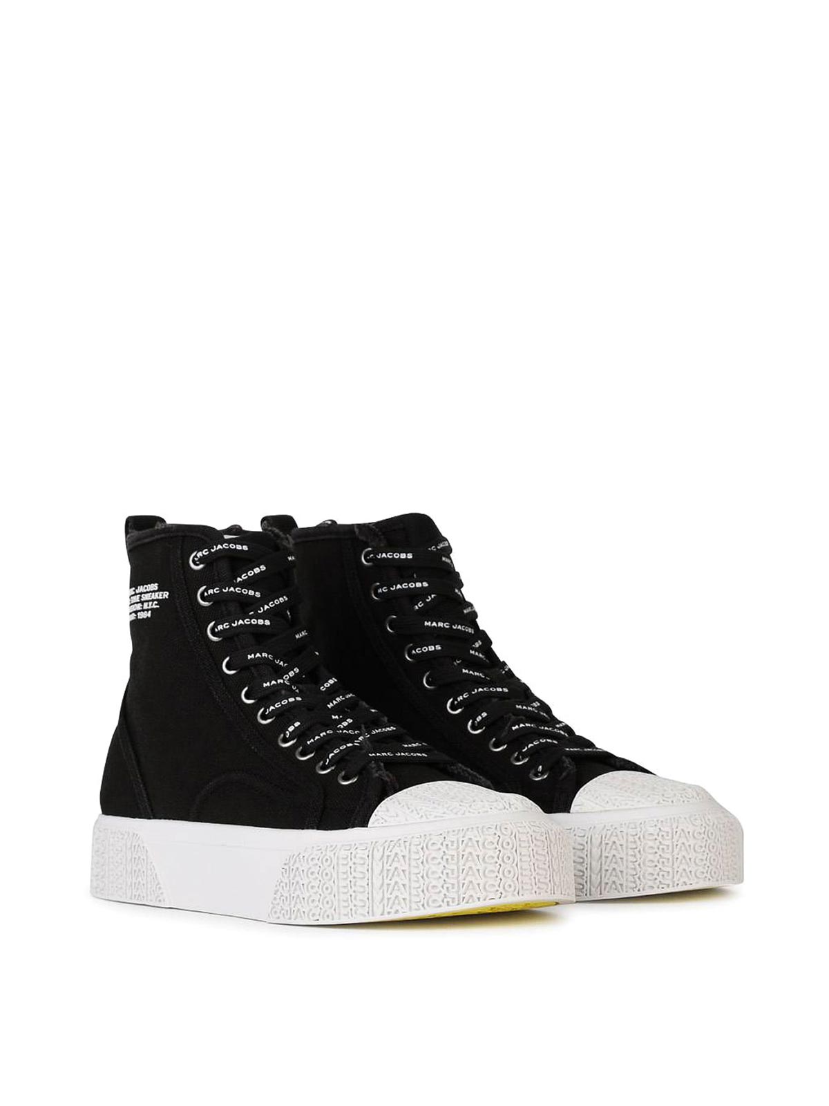 Shop Marc Jacobs The High Top Black Canvas Sneakers In Negro