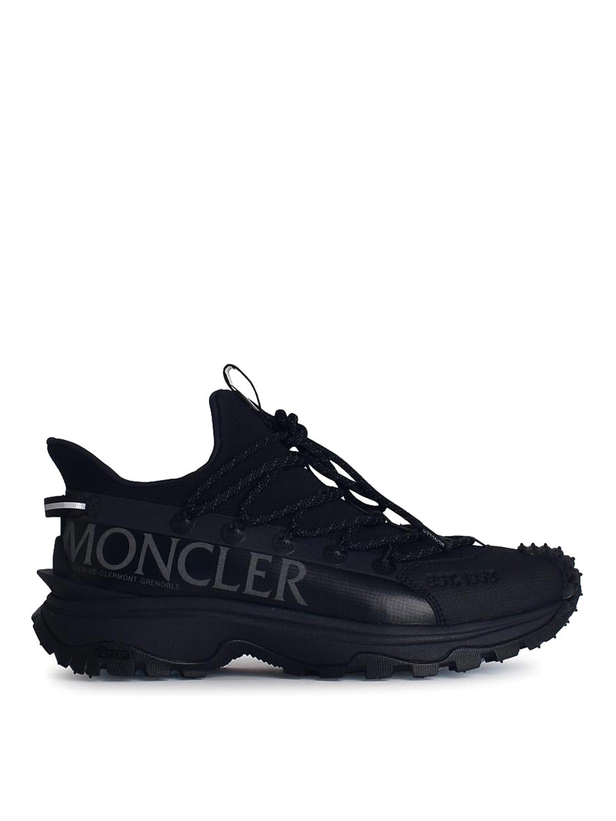 Shop Moncler Lite2 Black Tech Fabric Sneakers In Negro