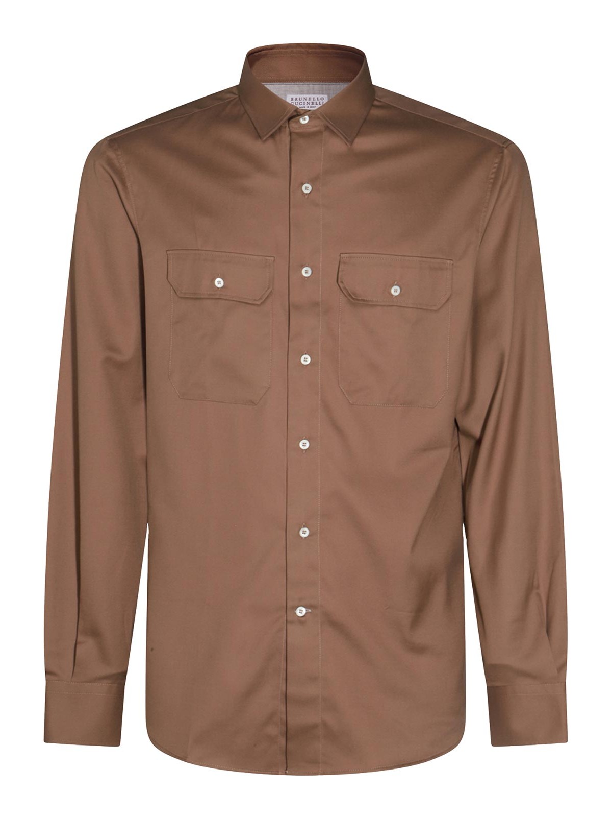 Tシャツ・カットソー BRUNELLO CUCINELLI Brunello Cucinelli Shirts Brown BRUNELLO CUCINELLI crew neck T-shirt dark brown/white