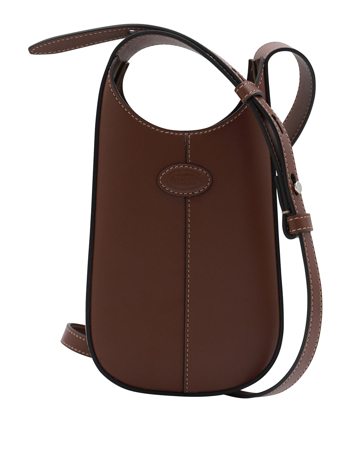 Shop Tod's Dark Brown Leather Crossbody Bag In Marrón