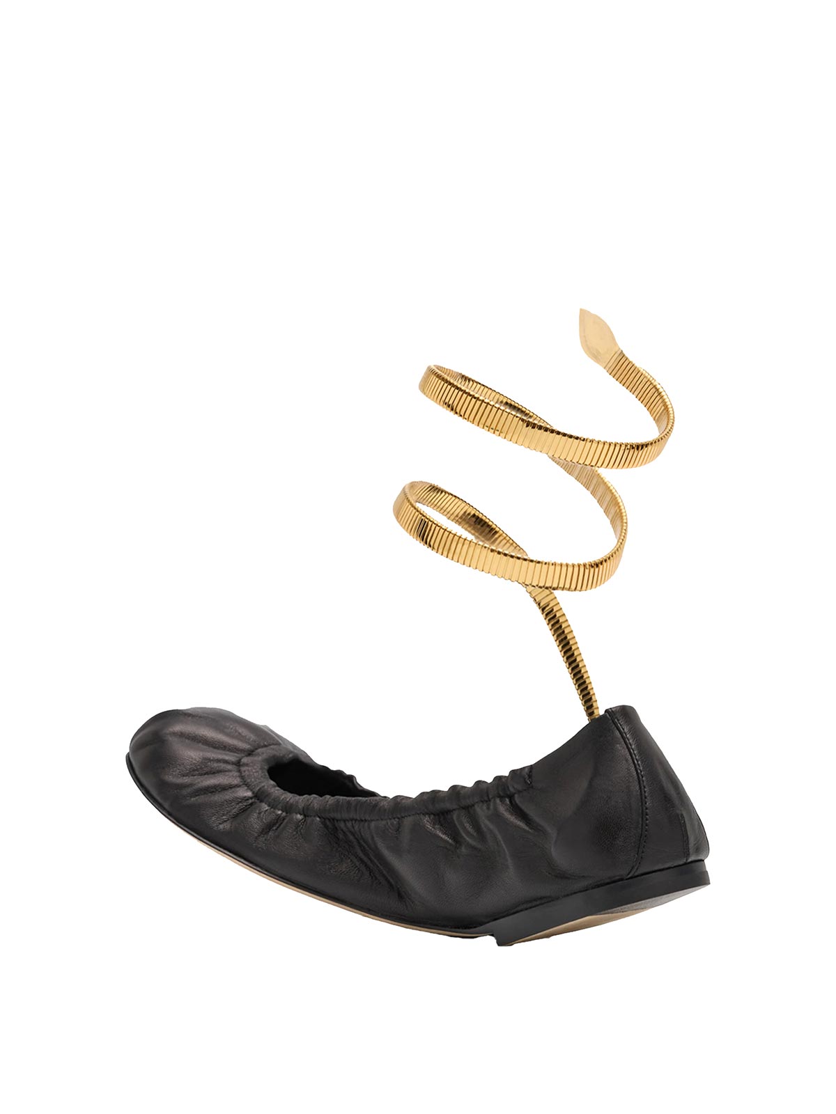 Shop René Caovilla Black Leather Flats In Negro