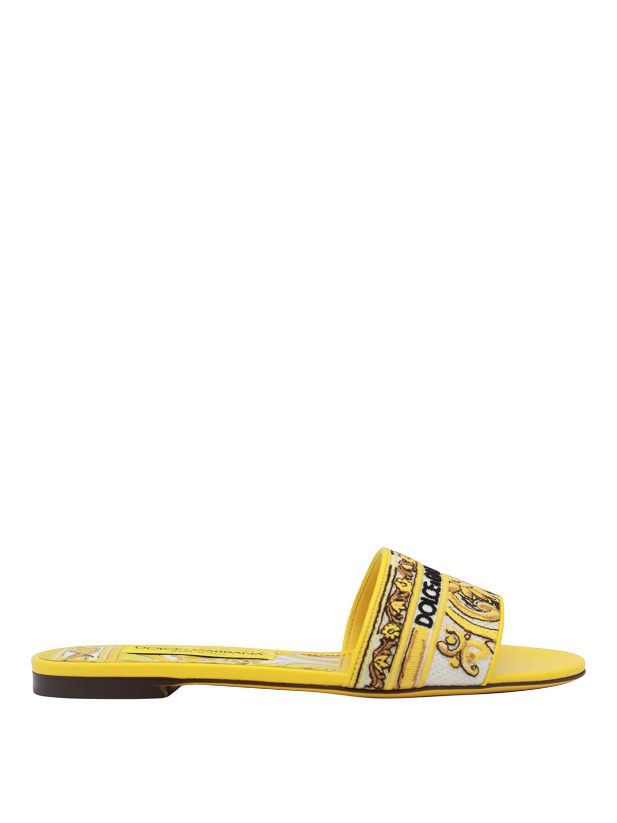 Shop Dolce & Gabbana Yellow Flats In Multicolor