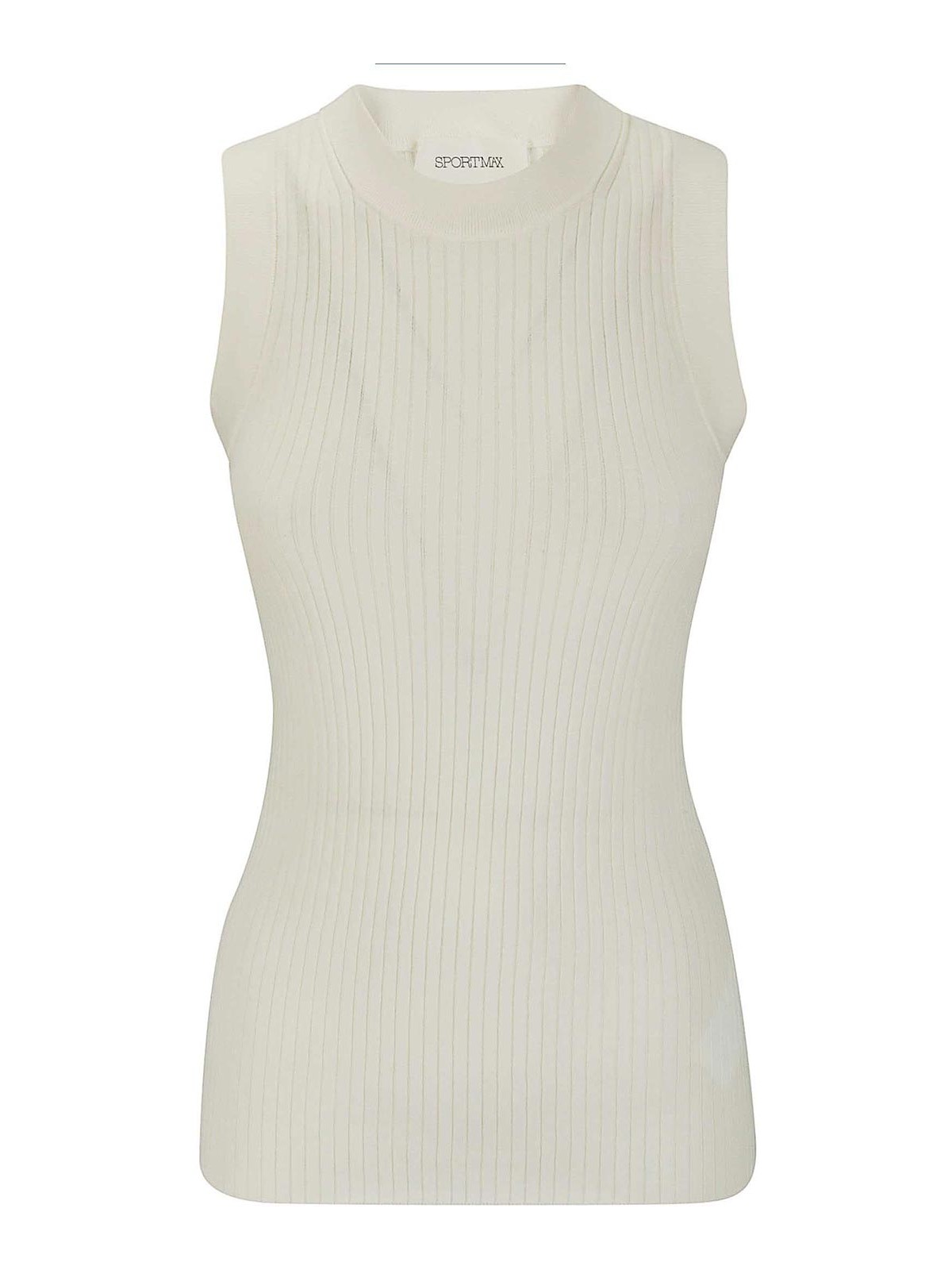 SPORTMAX RIBBED SLEEVELESS TOP AND CREW NECK