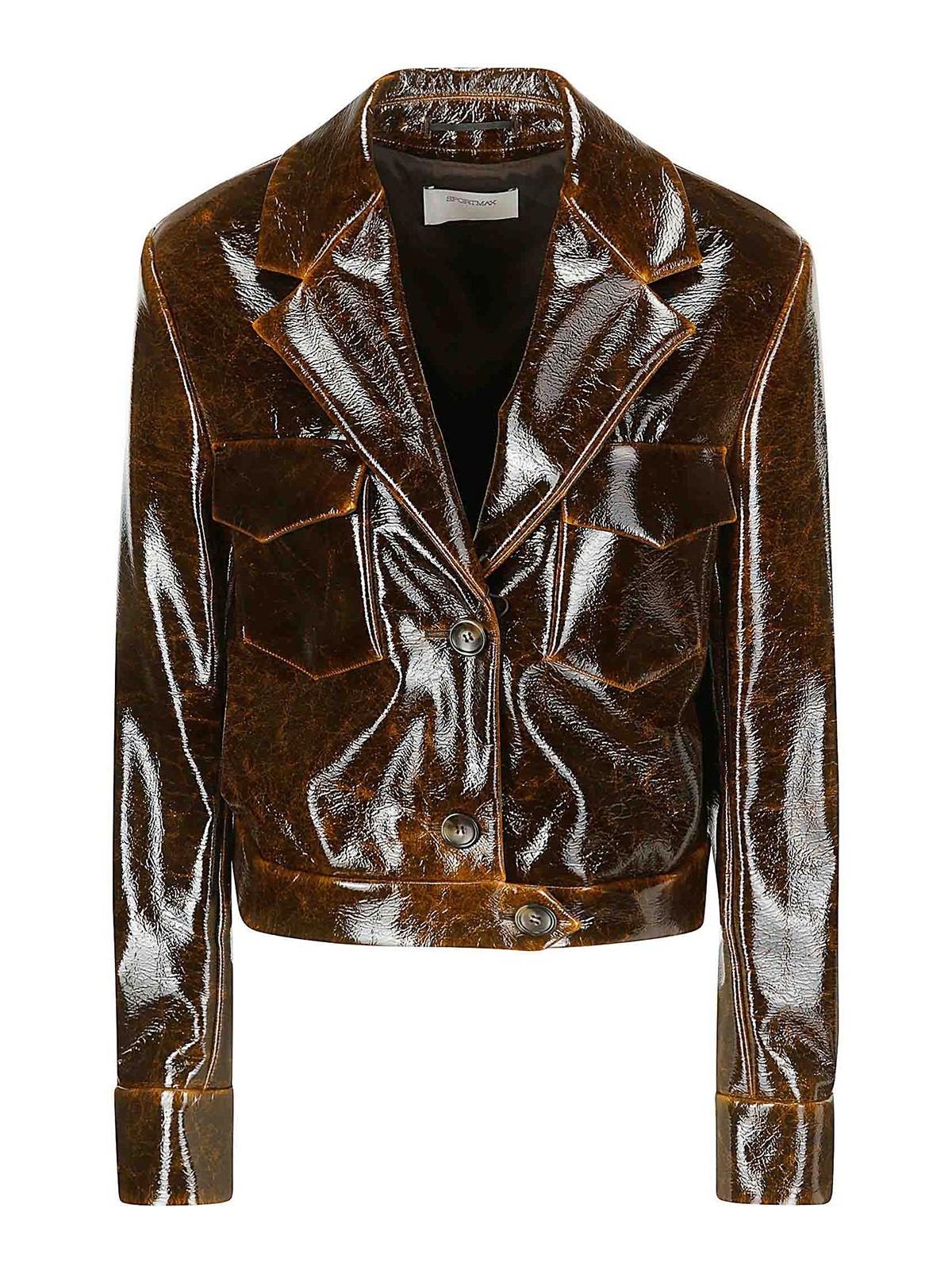 Sportmax レザージャケット - ブラウン|24220460216E15