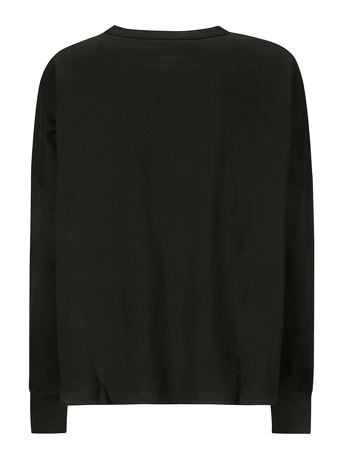 Shop Studio Nicholson Wide Black Cotton Crew-neck T-shirt