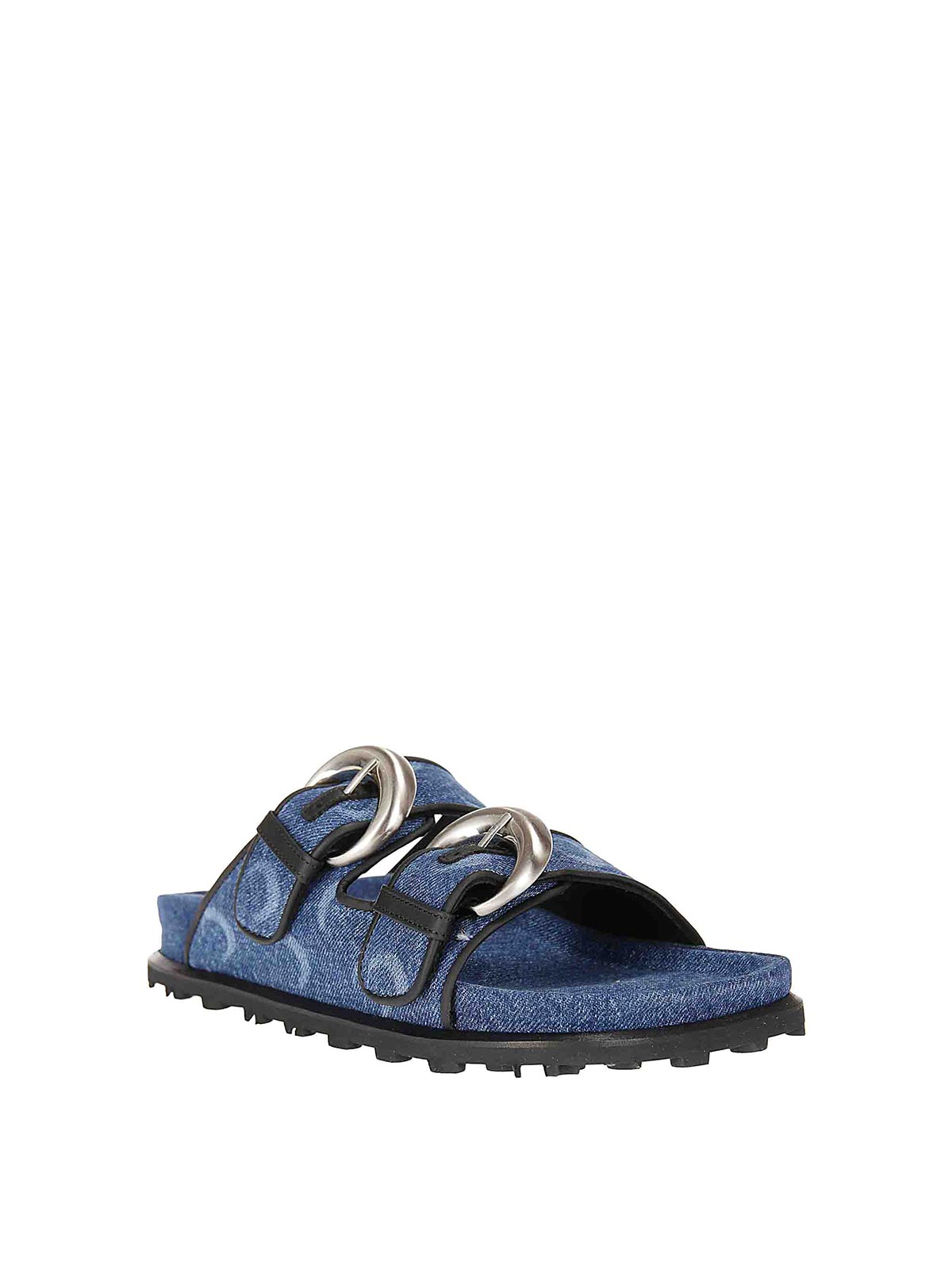 MARINE SERRE Twin Buckle Sandals サイズ40 Marine Serre Denim slipper - Blue - Women|WFW015BLT50