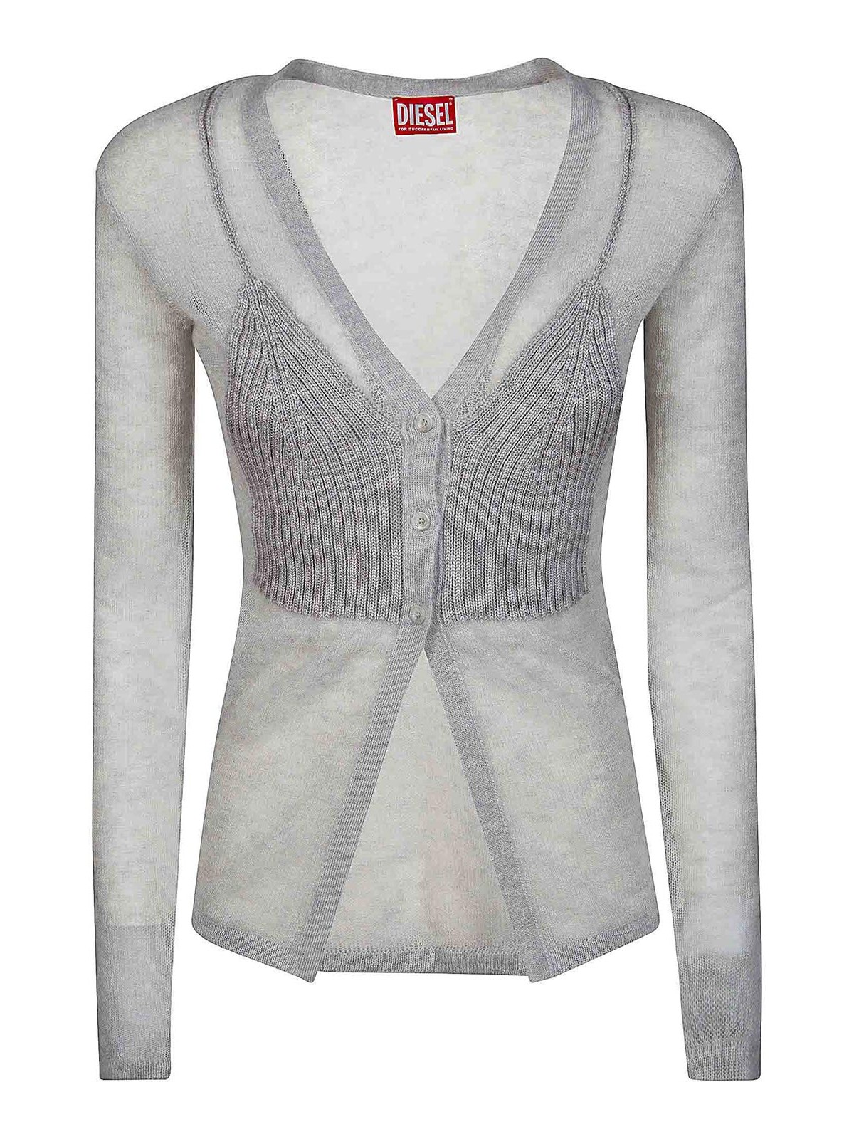 Shop Diesel M-arina Cardigan In Grey