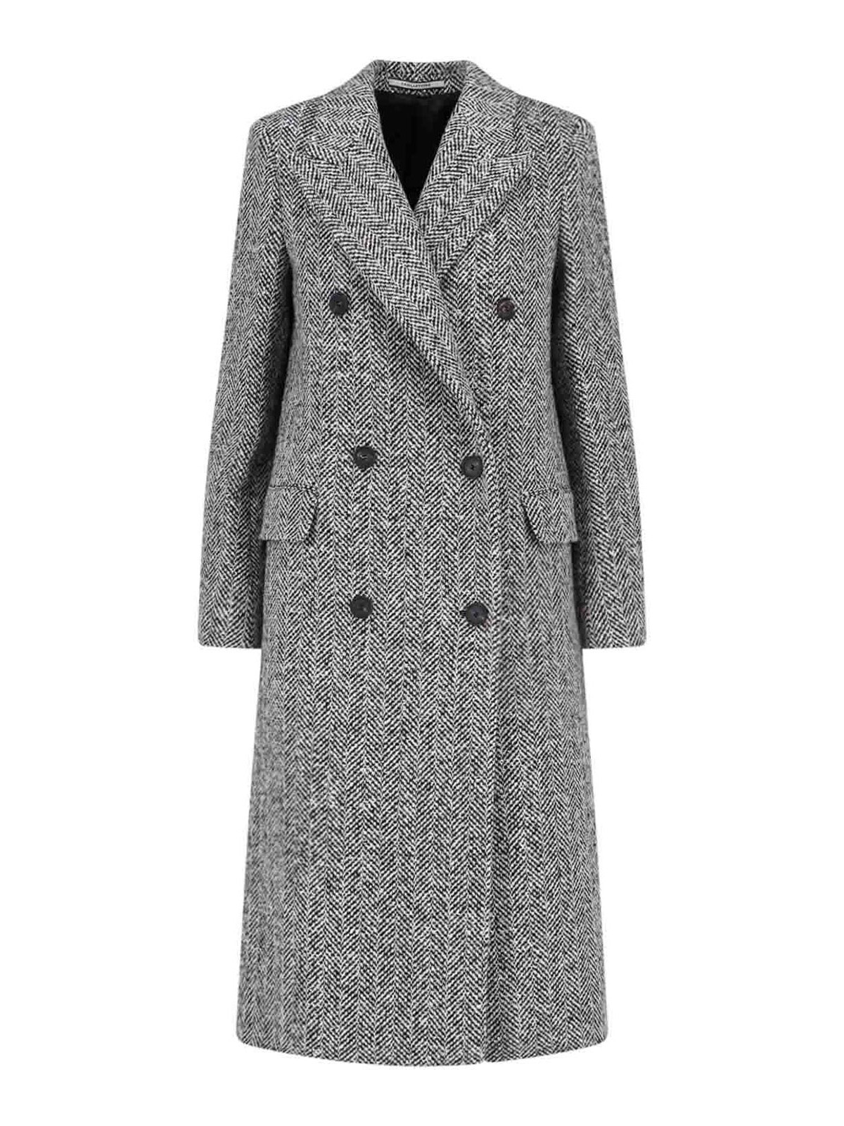 Shop Tagliatore Double-breasted Midi Coat In Grey