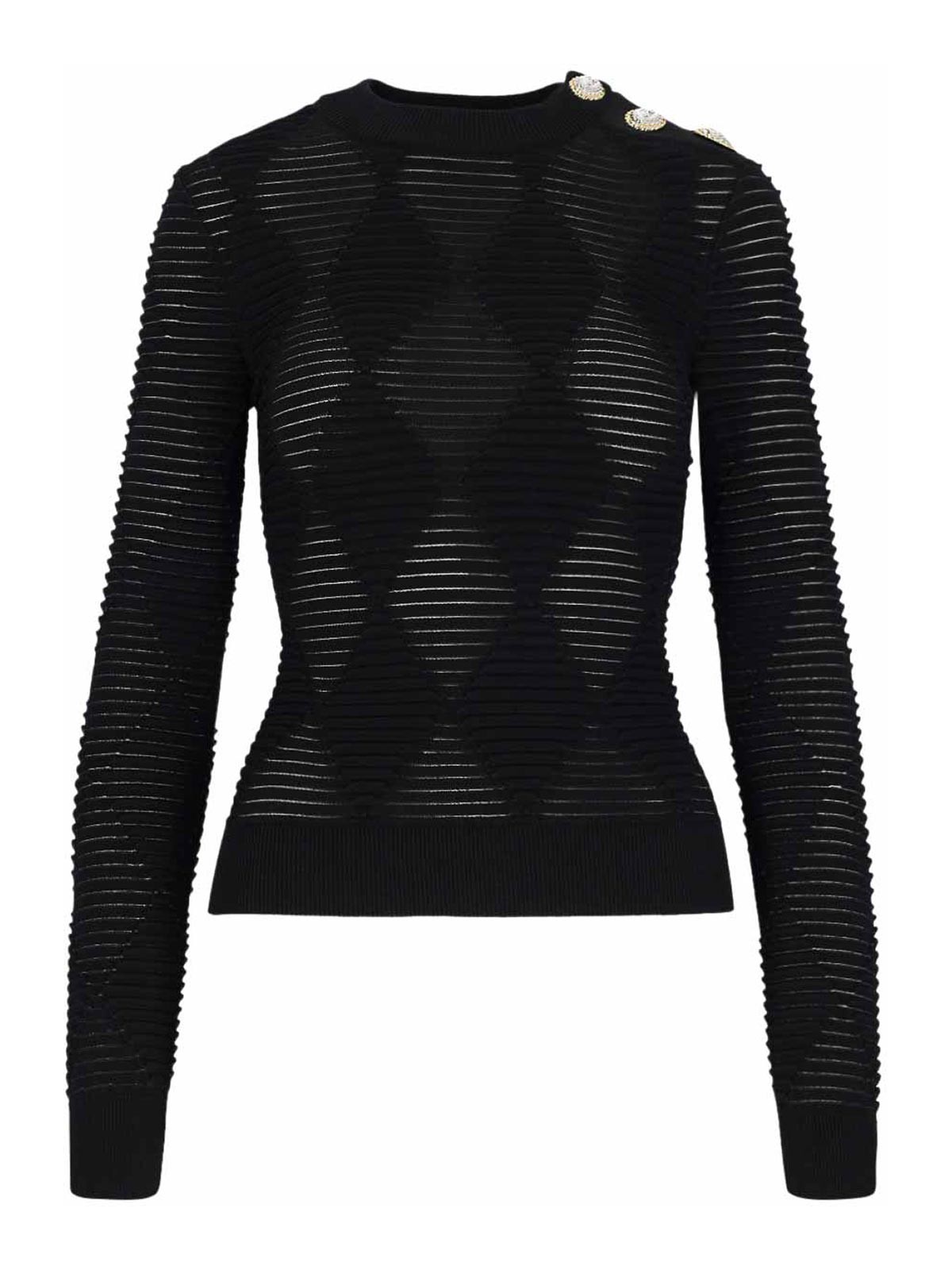 Shop Balmain Crewneck In Black