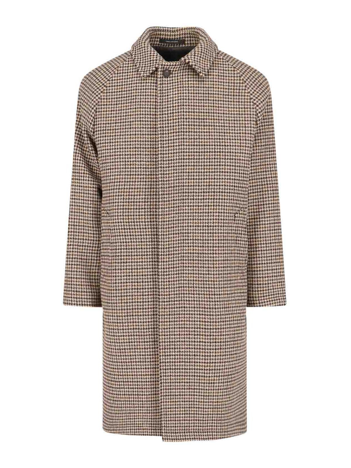 Shop Tagliatore Houndstooth Coat In Beige