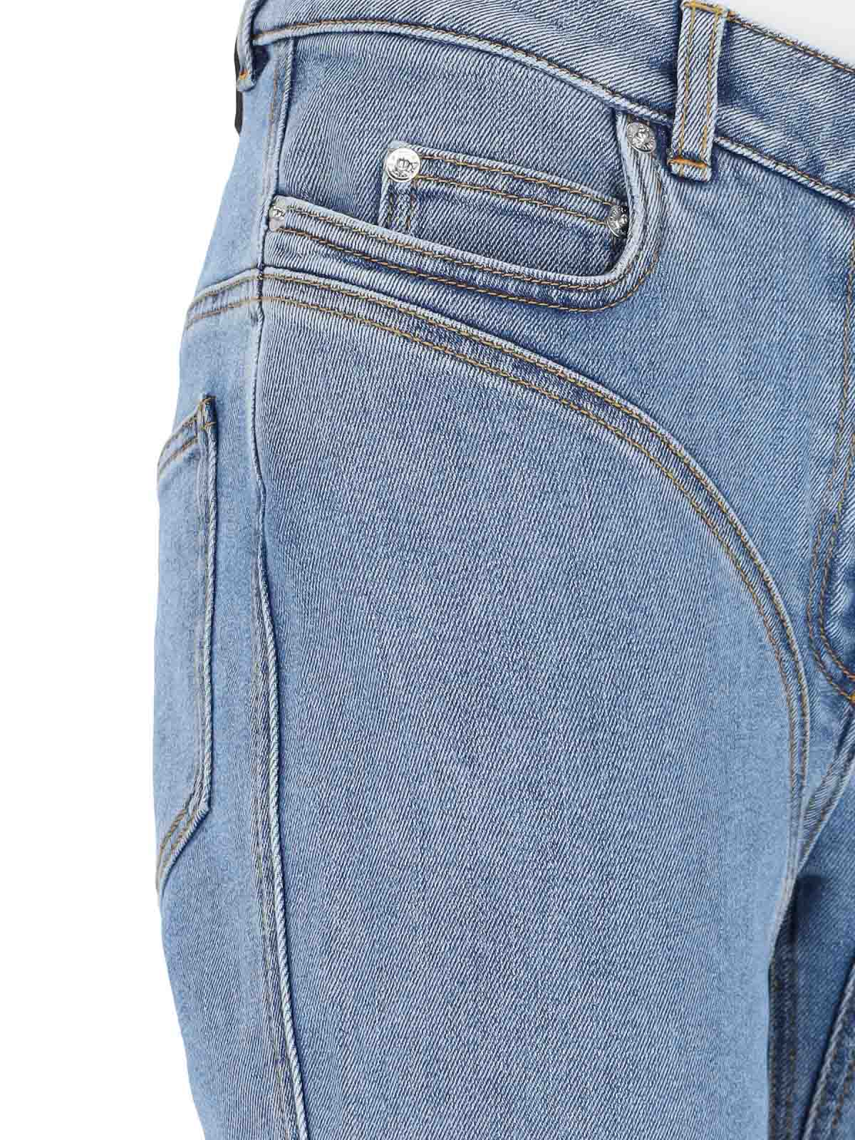 Mugler Straight Flared High-waisted Trousers In Blue