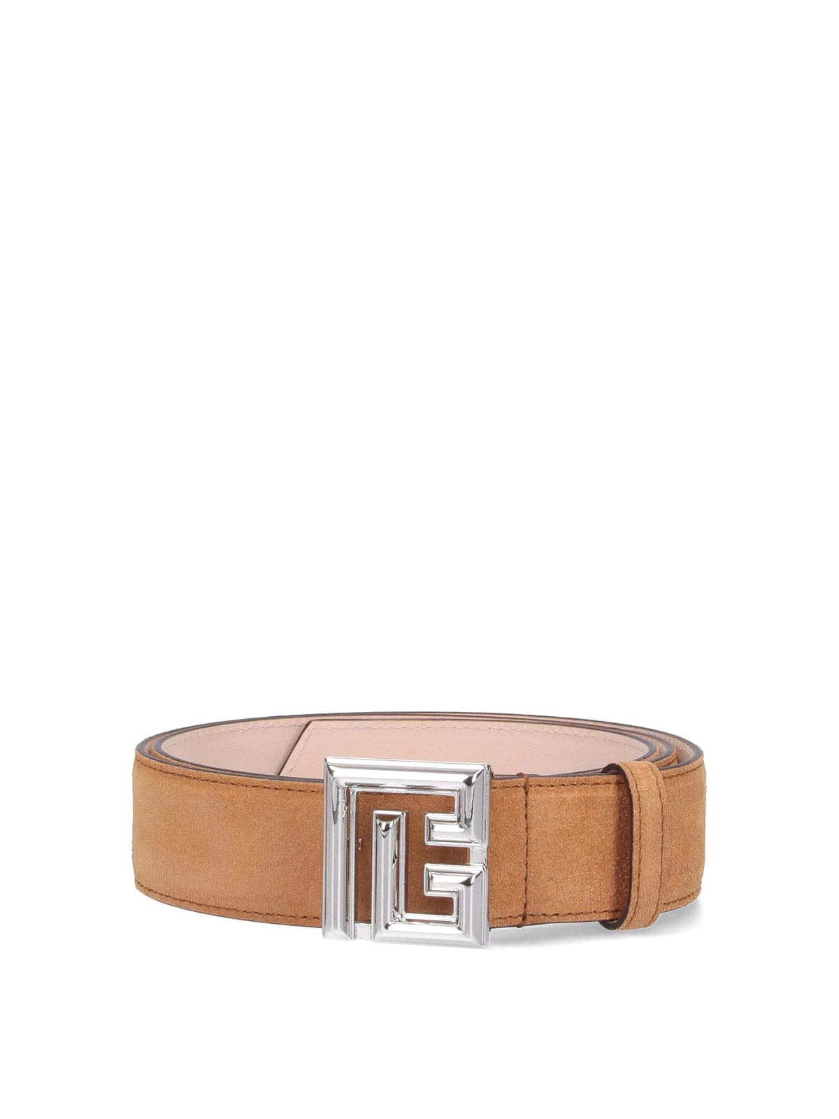 Shop Balmain Logo Belt In Brown