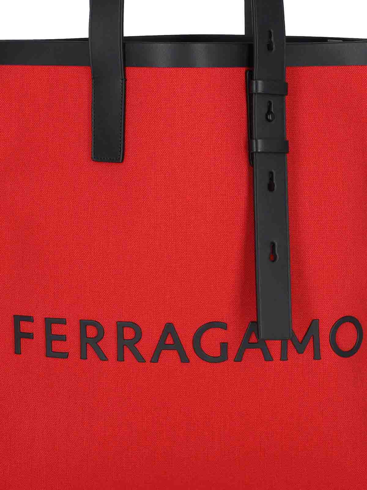 Shop Ferragamo Logo Tote Bag In Red