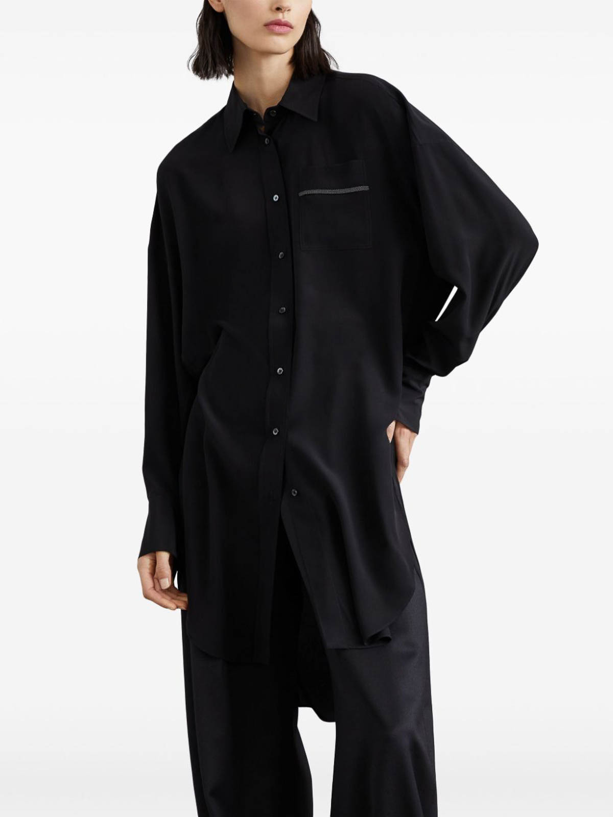 Shop Brunello Cucinelli Long Sleeve Shirt In Negro