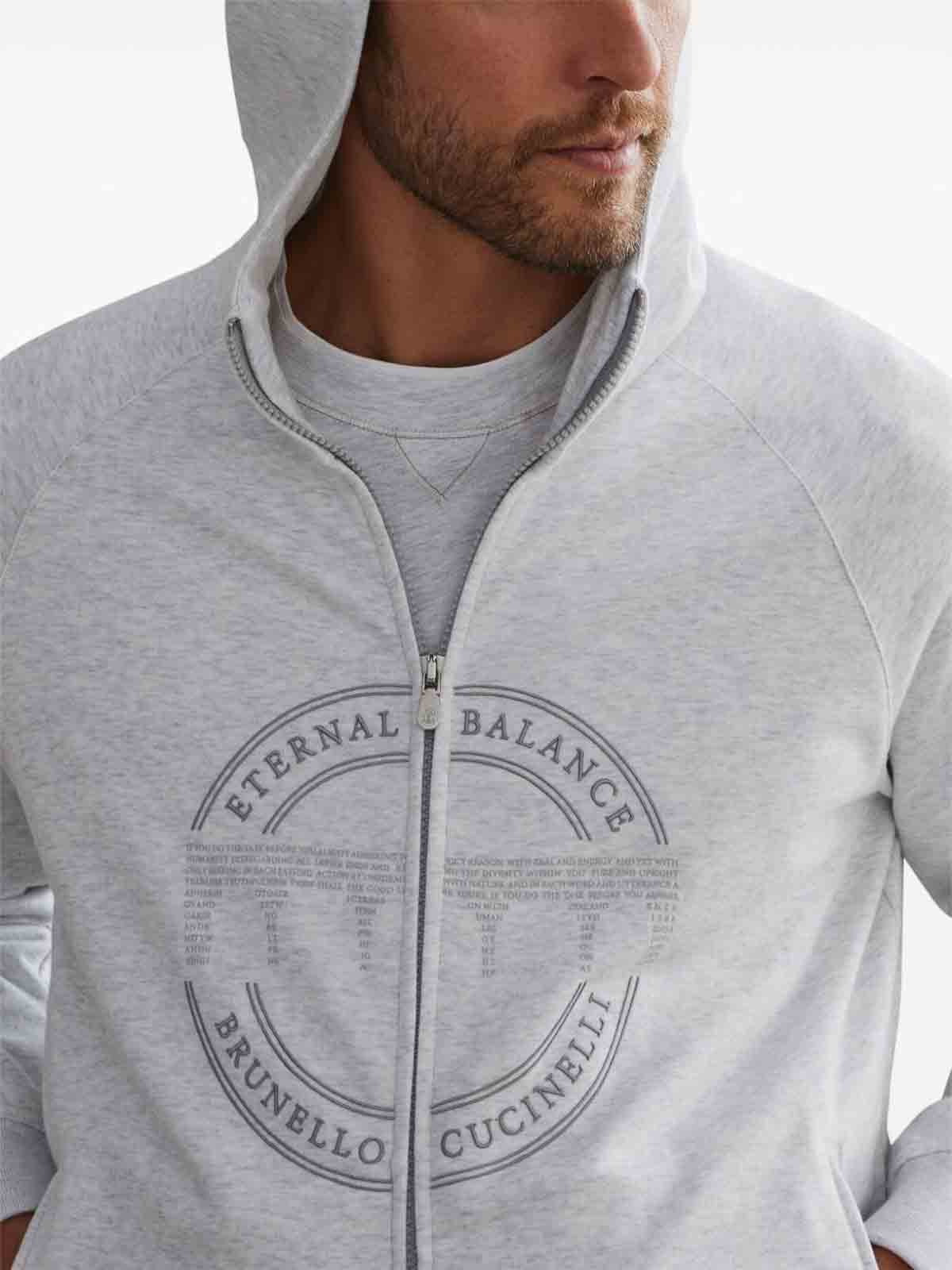 Shop Brunello Cucinelli Cardigan Sweatshirt In Gris Claro