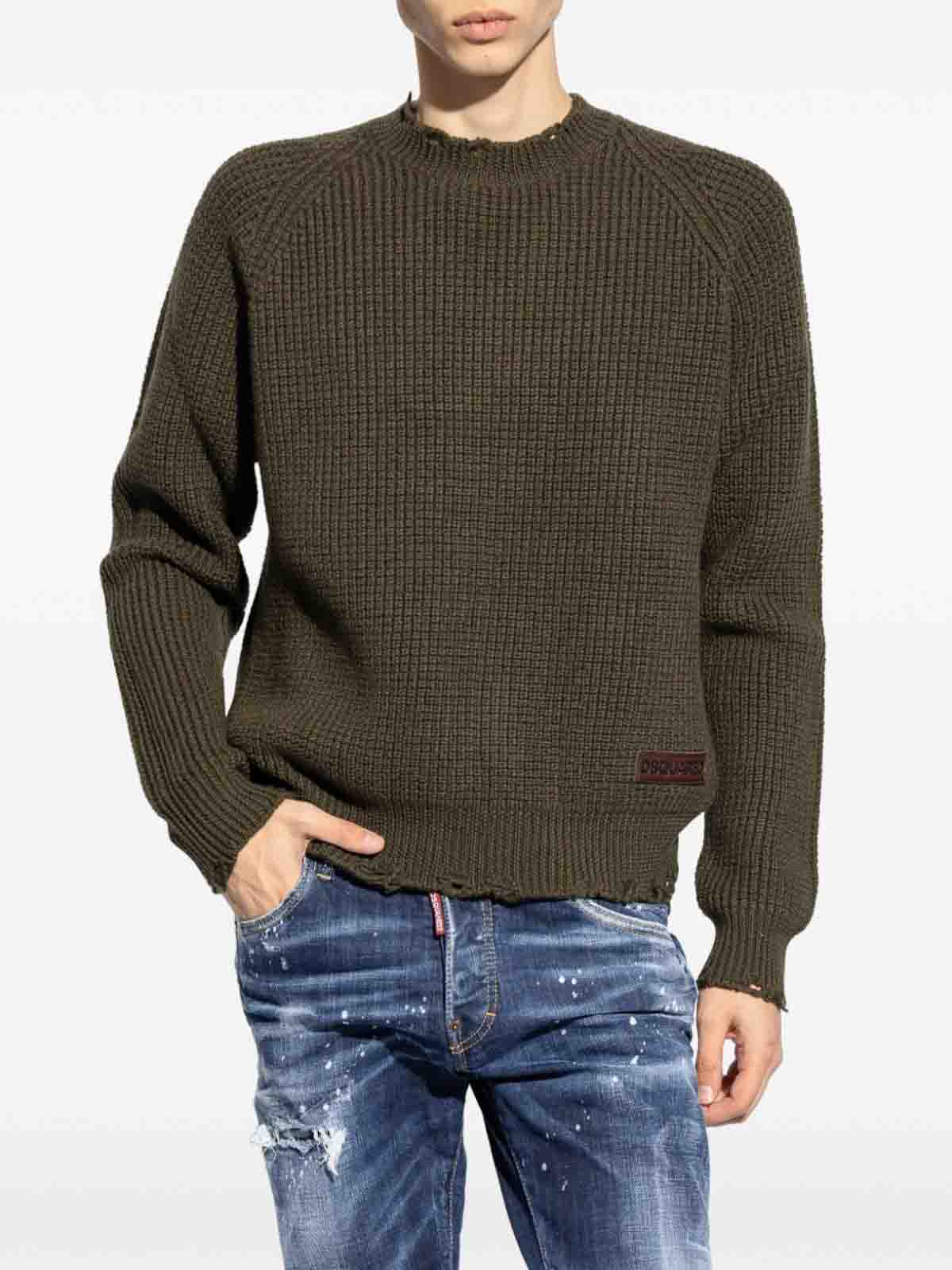 Shop Dsquared2 Crew-neck Sweater In Verde Oscuro