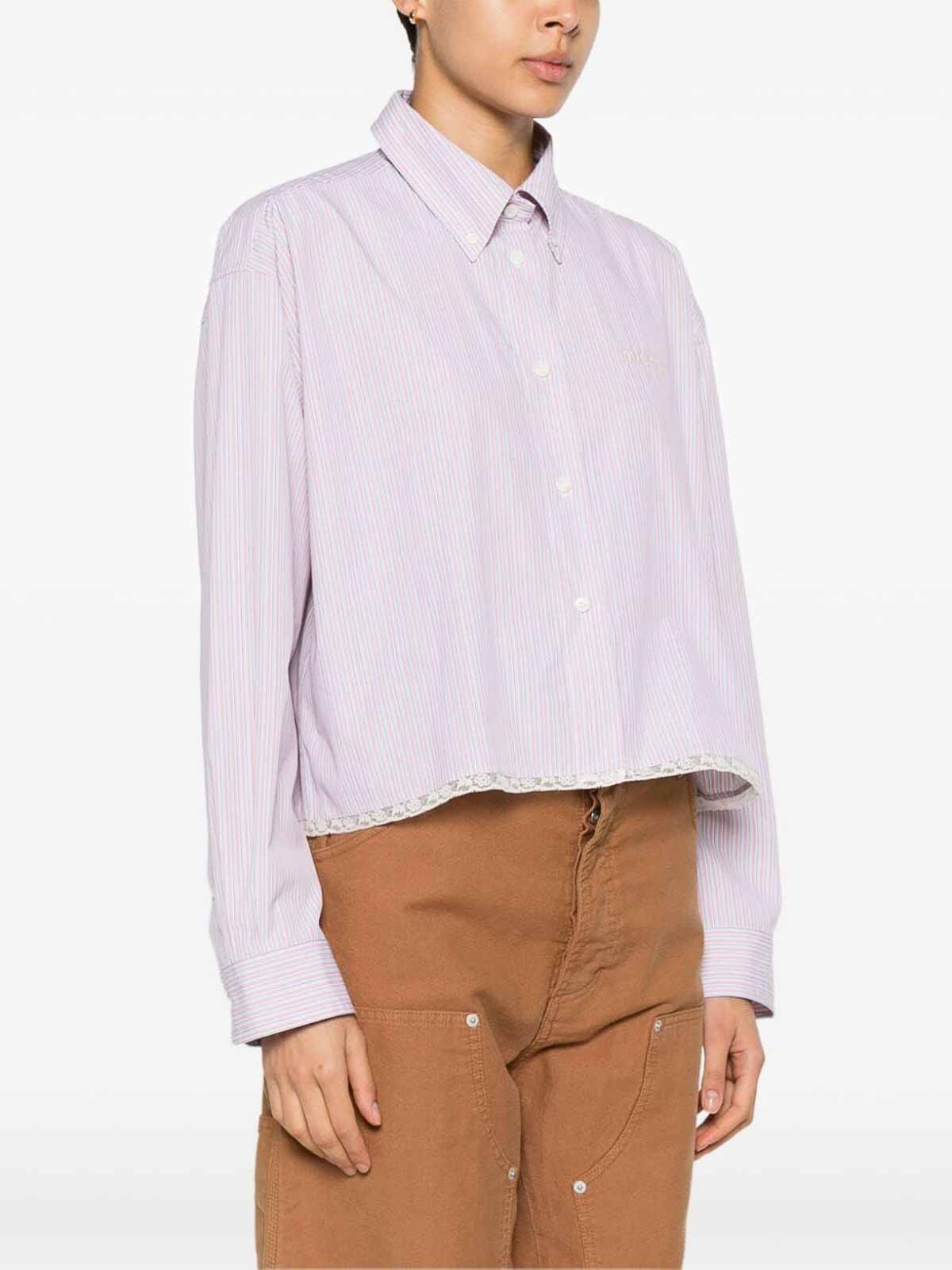 Shop Miu Miu Cropped Shirt In Rojo Claro