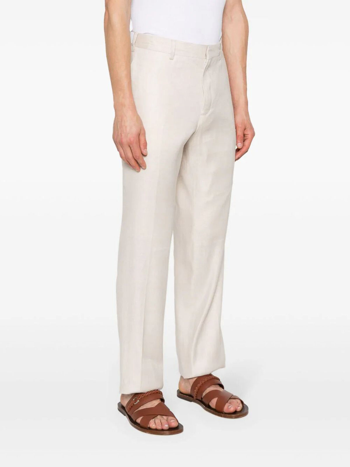 Shop Lardini Drop Reg Pants In Beis