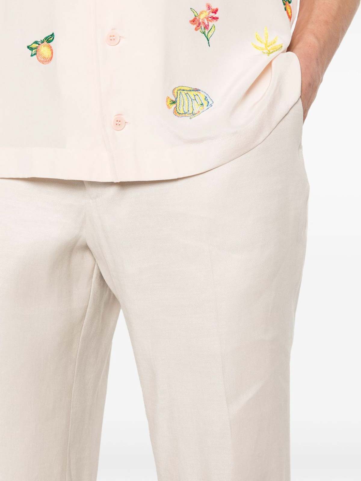 Shop Lardini Drop Reg Pants In Beis