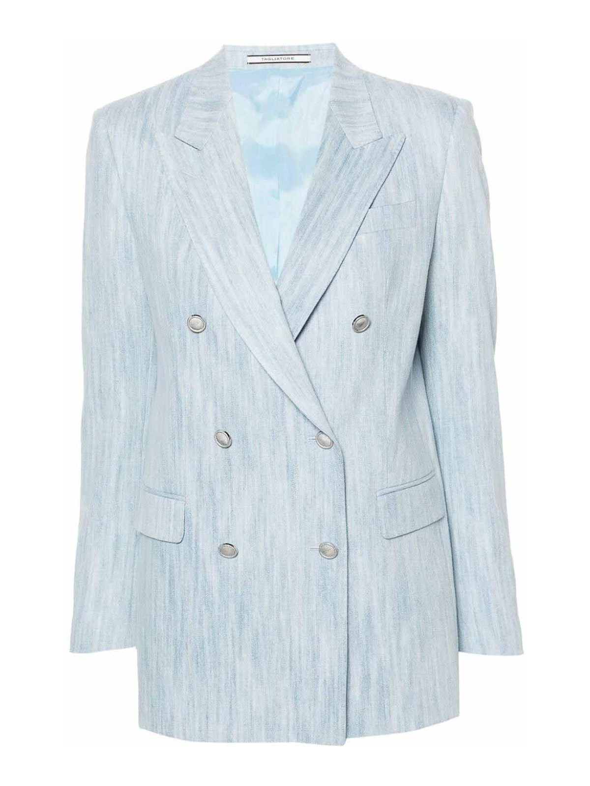 Shop Tagliatore Double-breasted Blazer In Light Blue