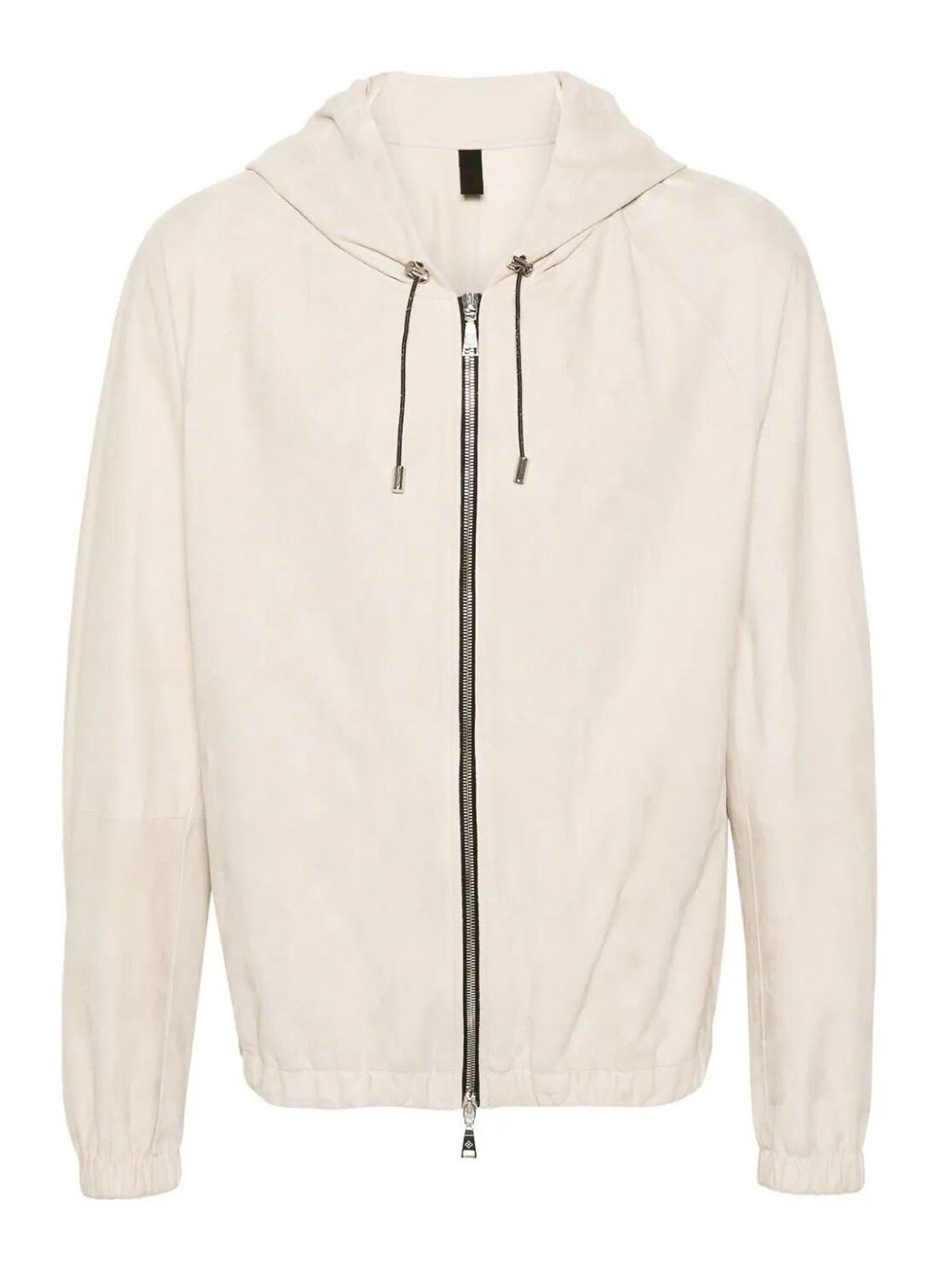 Shop Tagliatore Leather Jacket In White