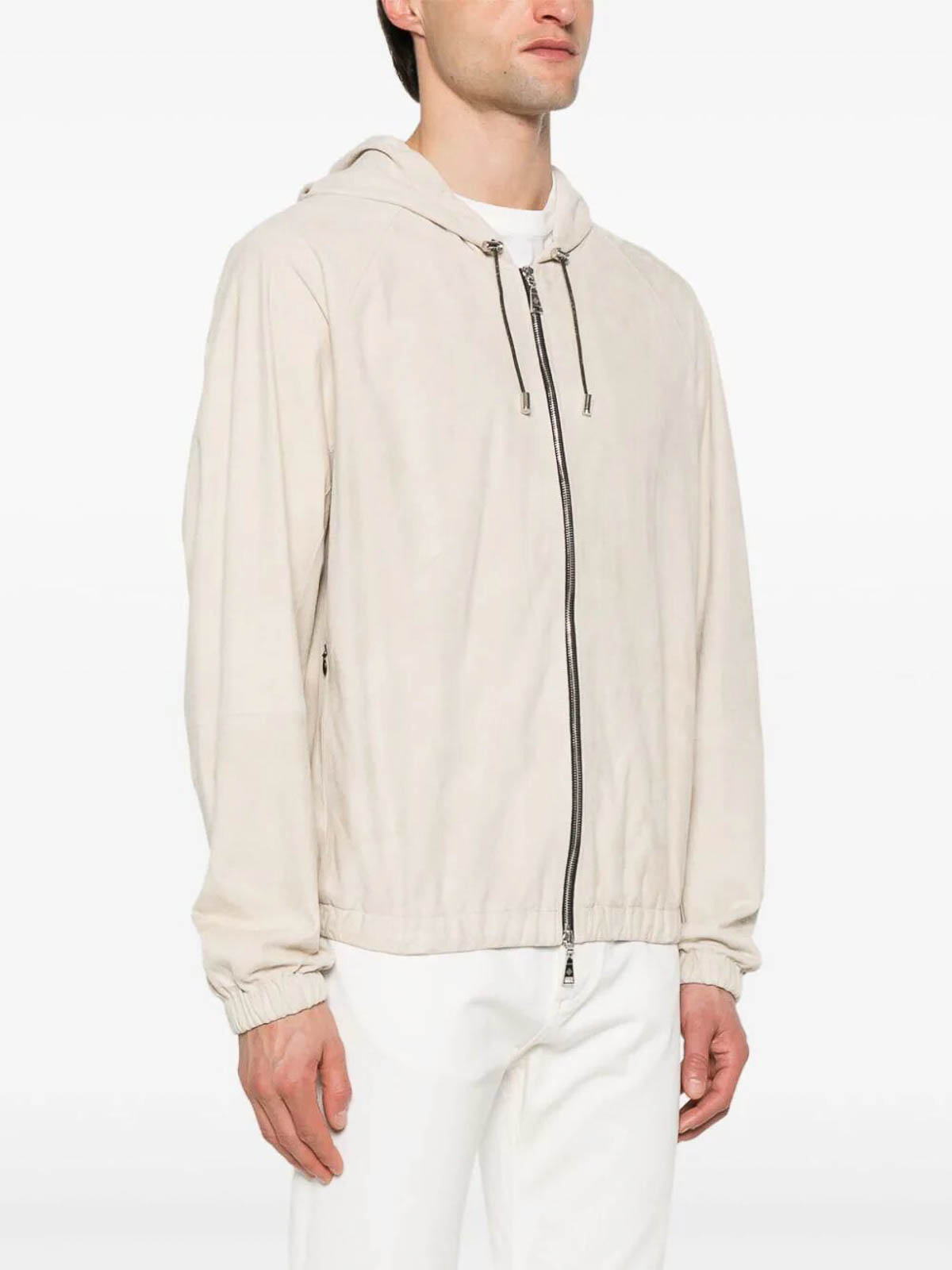 Shop Tagliatore Leather Jacket In White