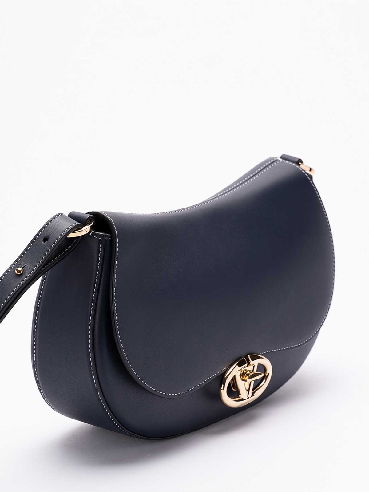 Shop Valentino Logo 2 Small Saddle Bag In Dark Blue