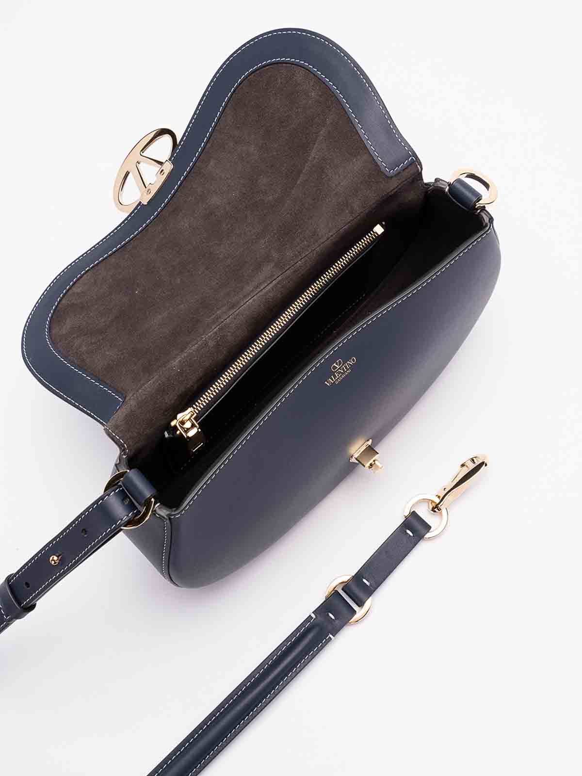 Shop Valentino Logo 2 Small Saddle Bag In Dark Blue