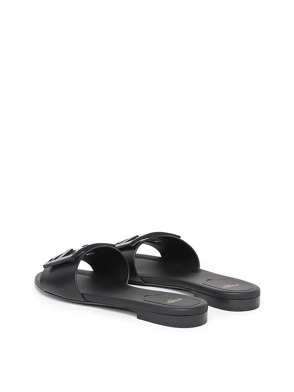 Shop Fendi Baguette Sliders In Black