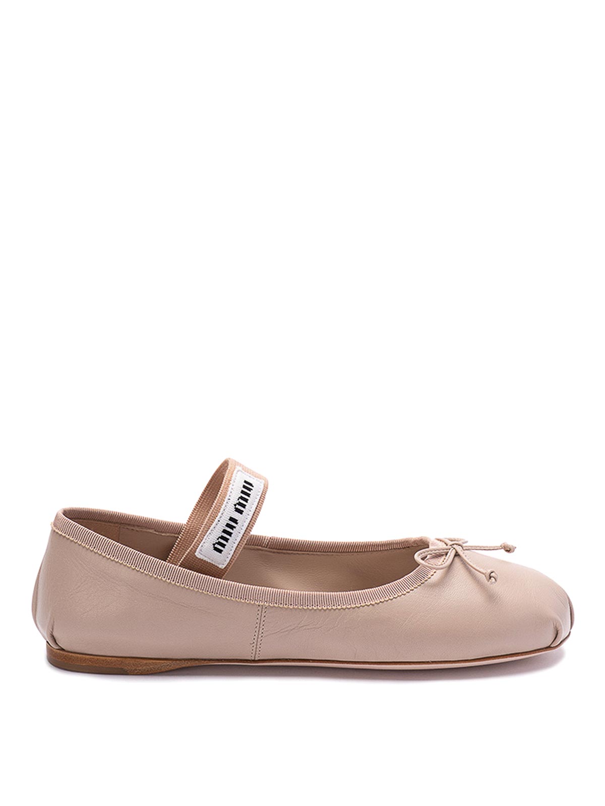 Shop Miu Miu Leather Ballerinas In Blanco