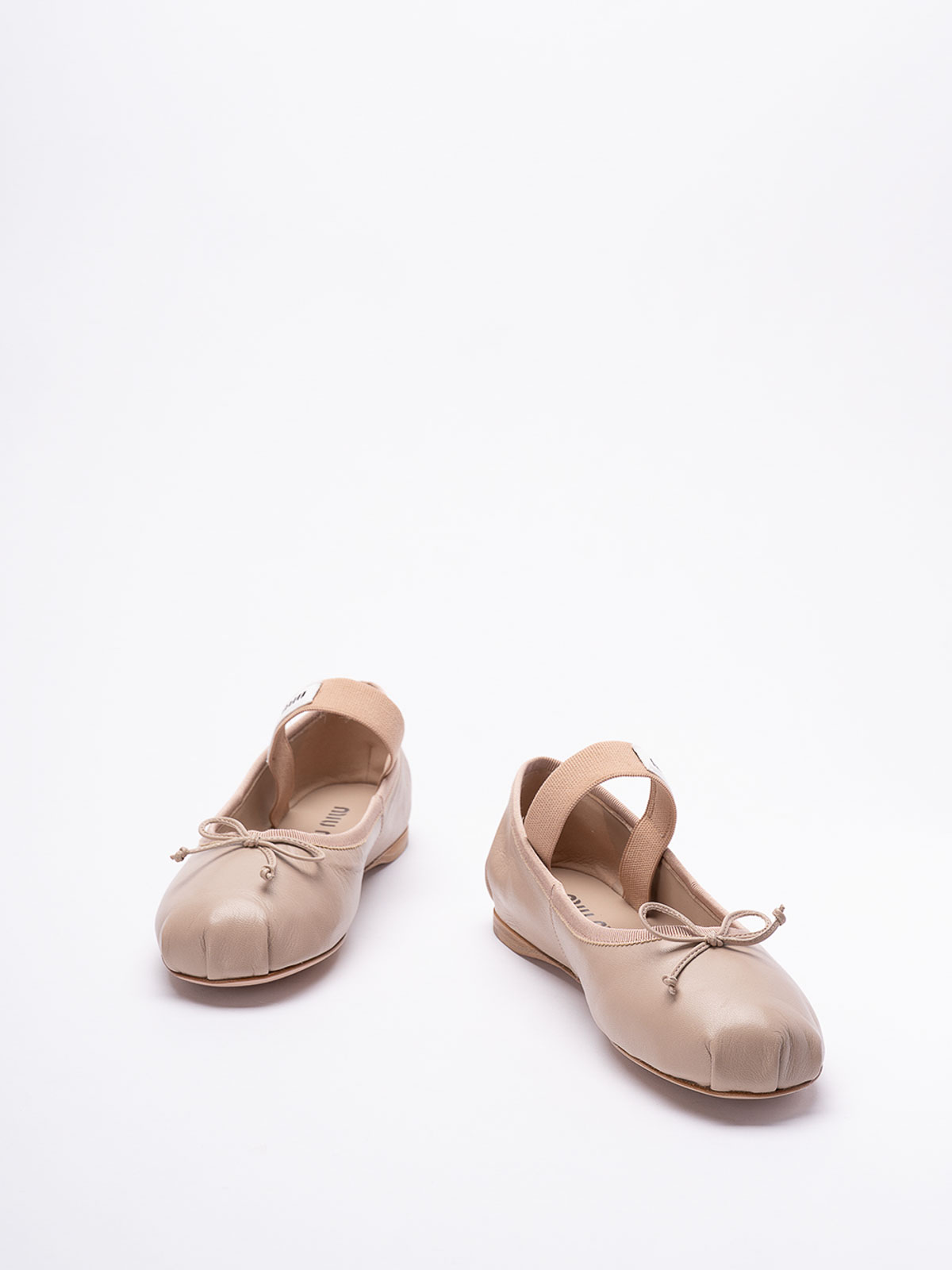 Shop Miu Miu Leather Ballerinas In Blanco