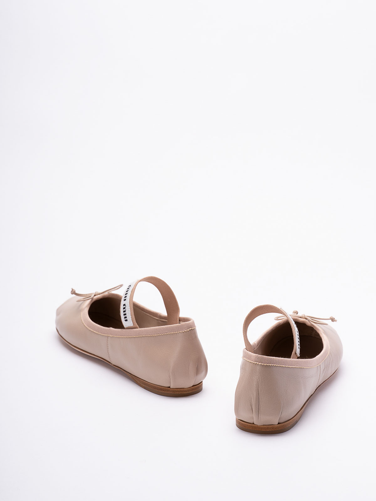 Shop Miu Miu Leather Ballerinas In Blanco