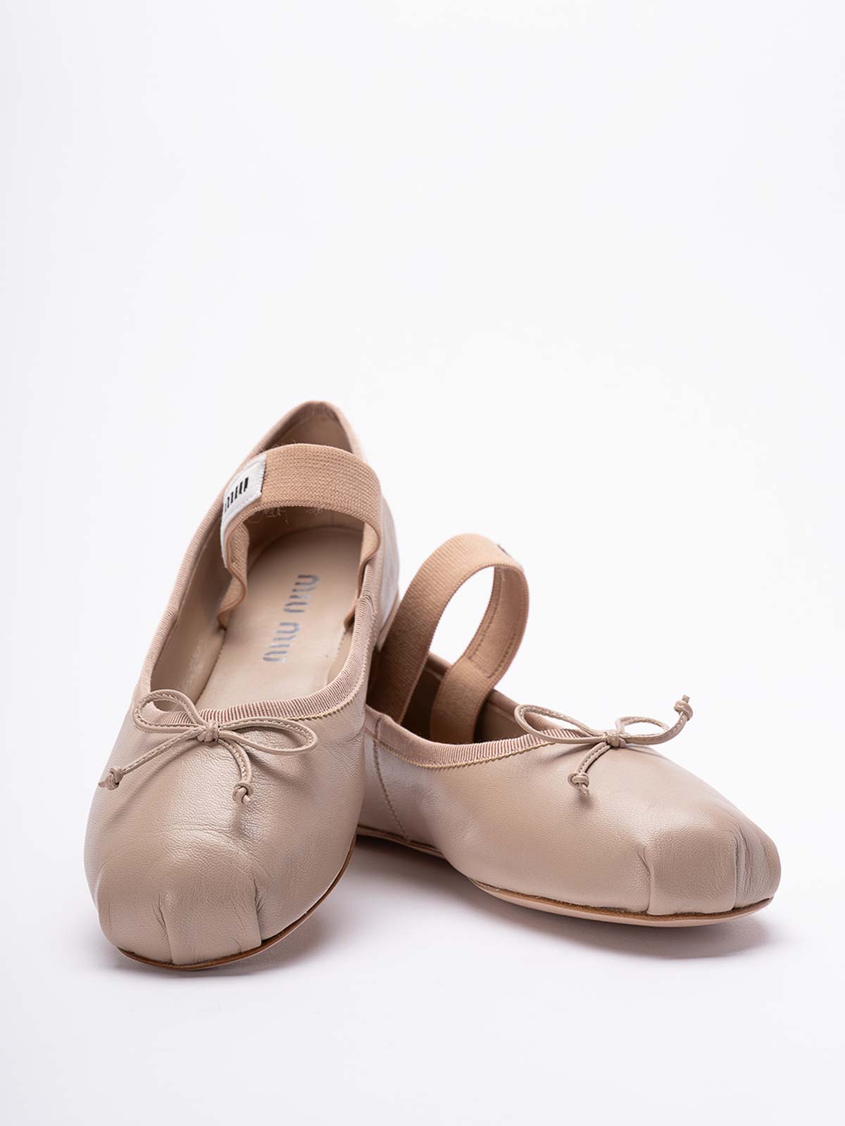 Shop Miu Miu Leather Ballerinas In Blanco