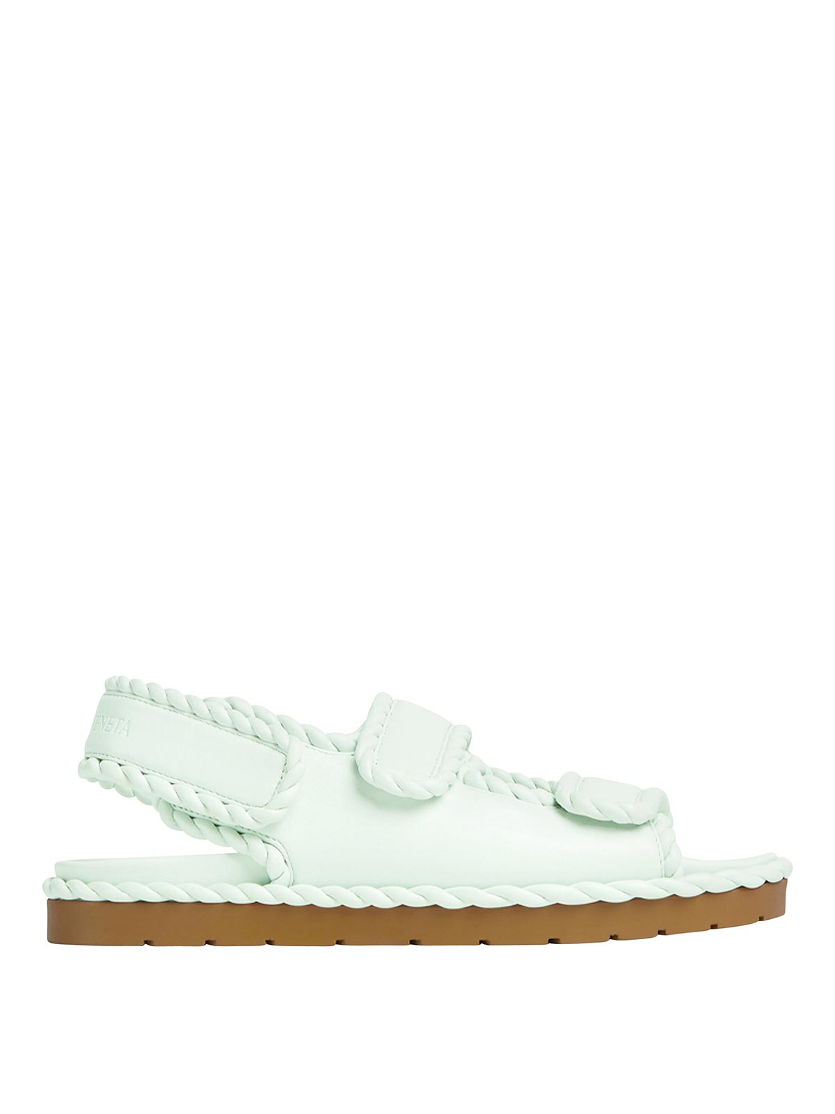 Shop Bottega Veneta Jack Flat Sandals In Azul Claro