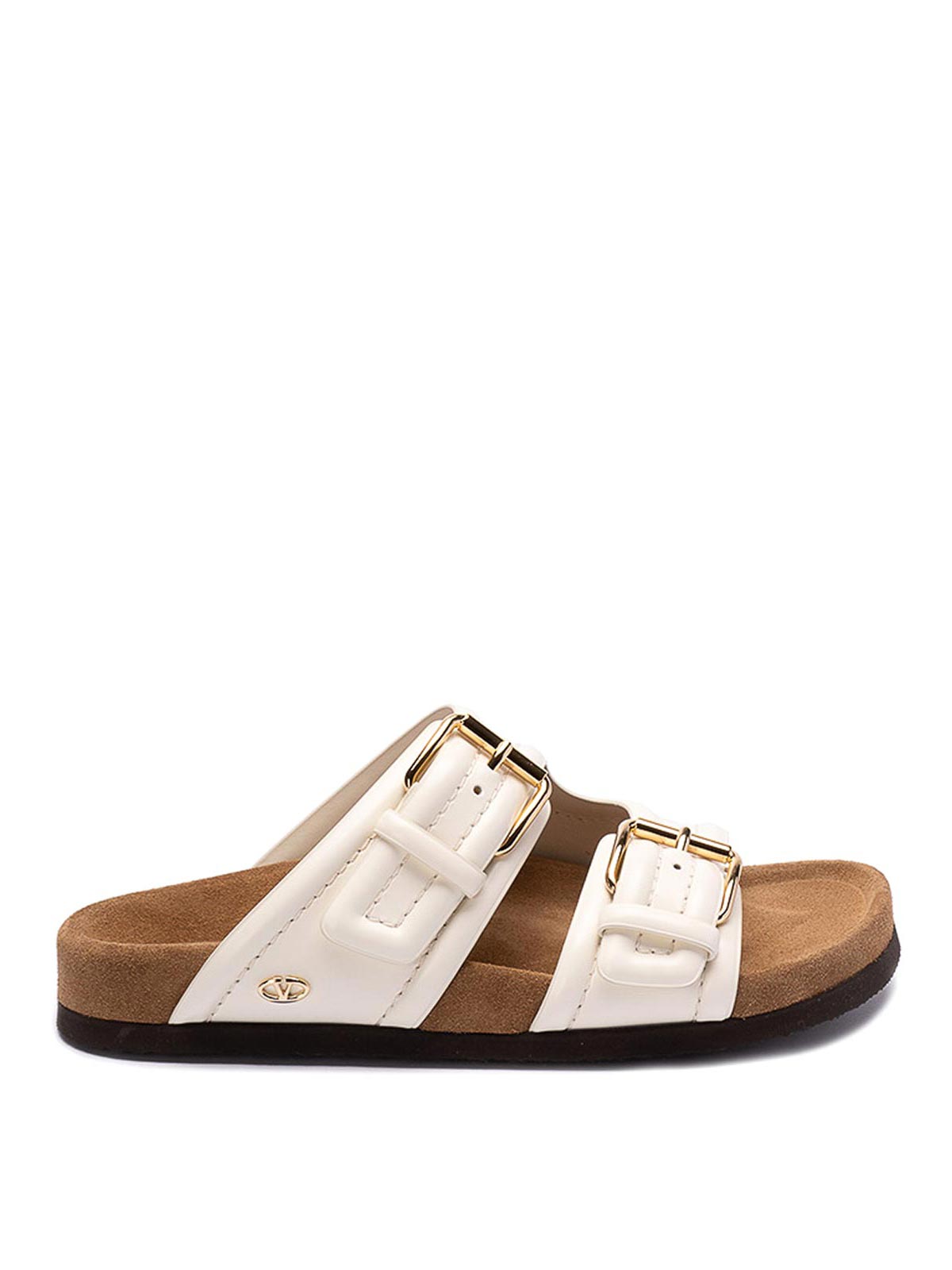 Shop Valentino Fussbet Sliders In White