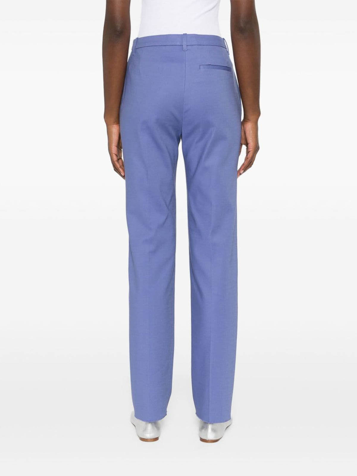 Shop Emporio Armani Cotton Blend Trousers In Azul Claro