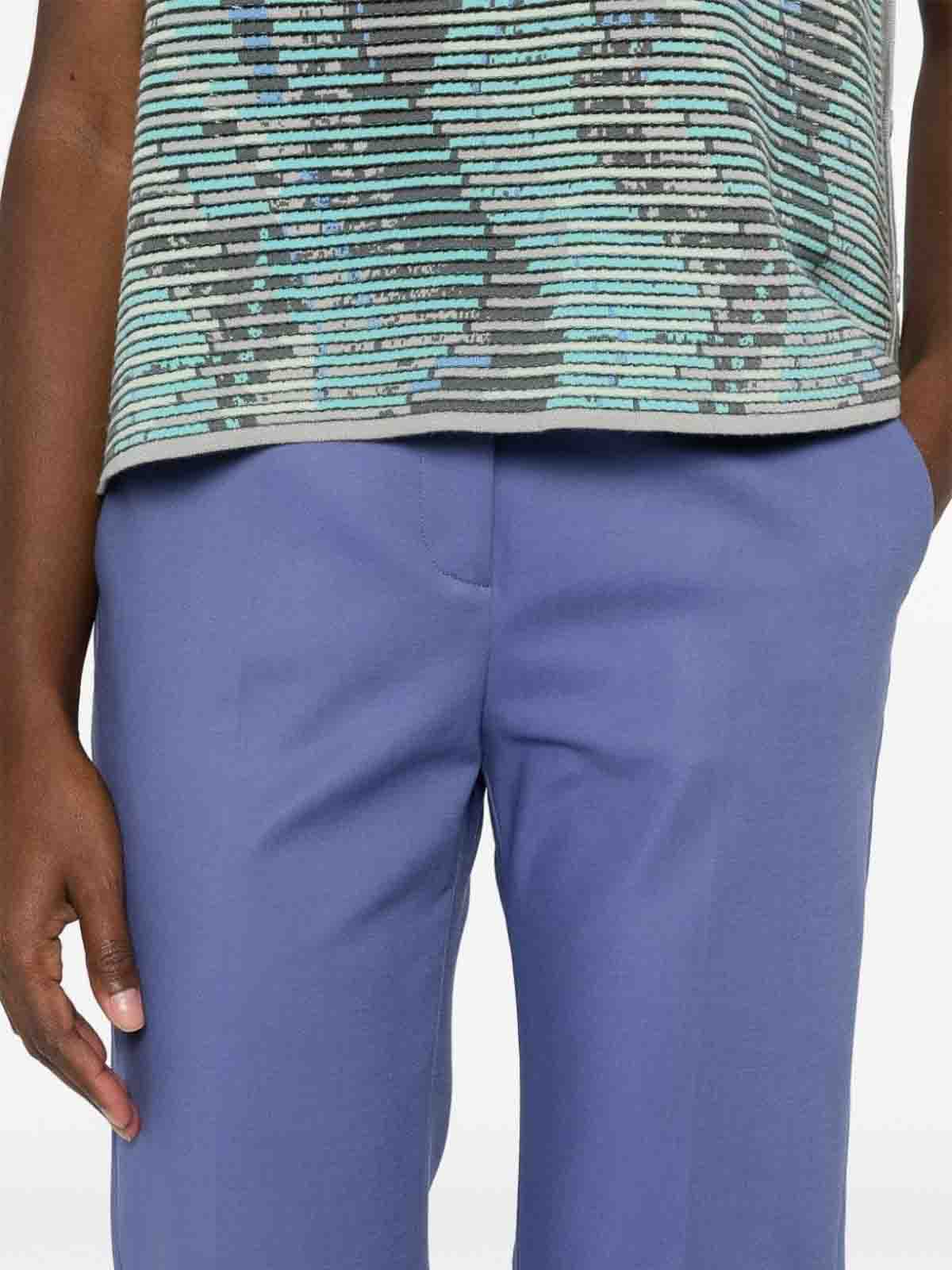 Shop Emporio Armani Cotton Blend Trousers In Azul Claro