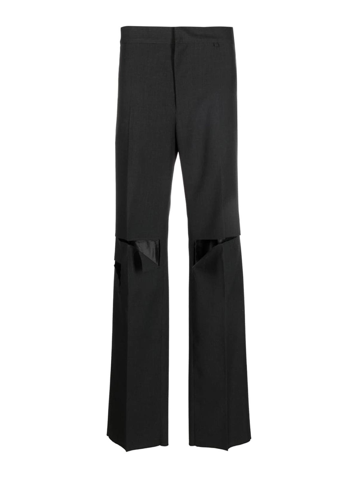 Shop Givenchy Ripped Wool Trousers In Gris