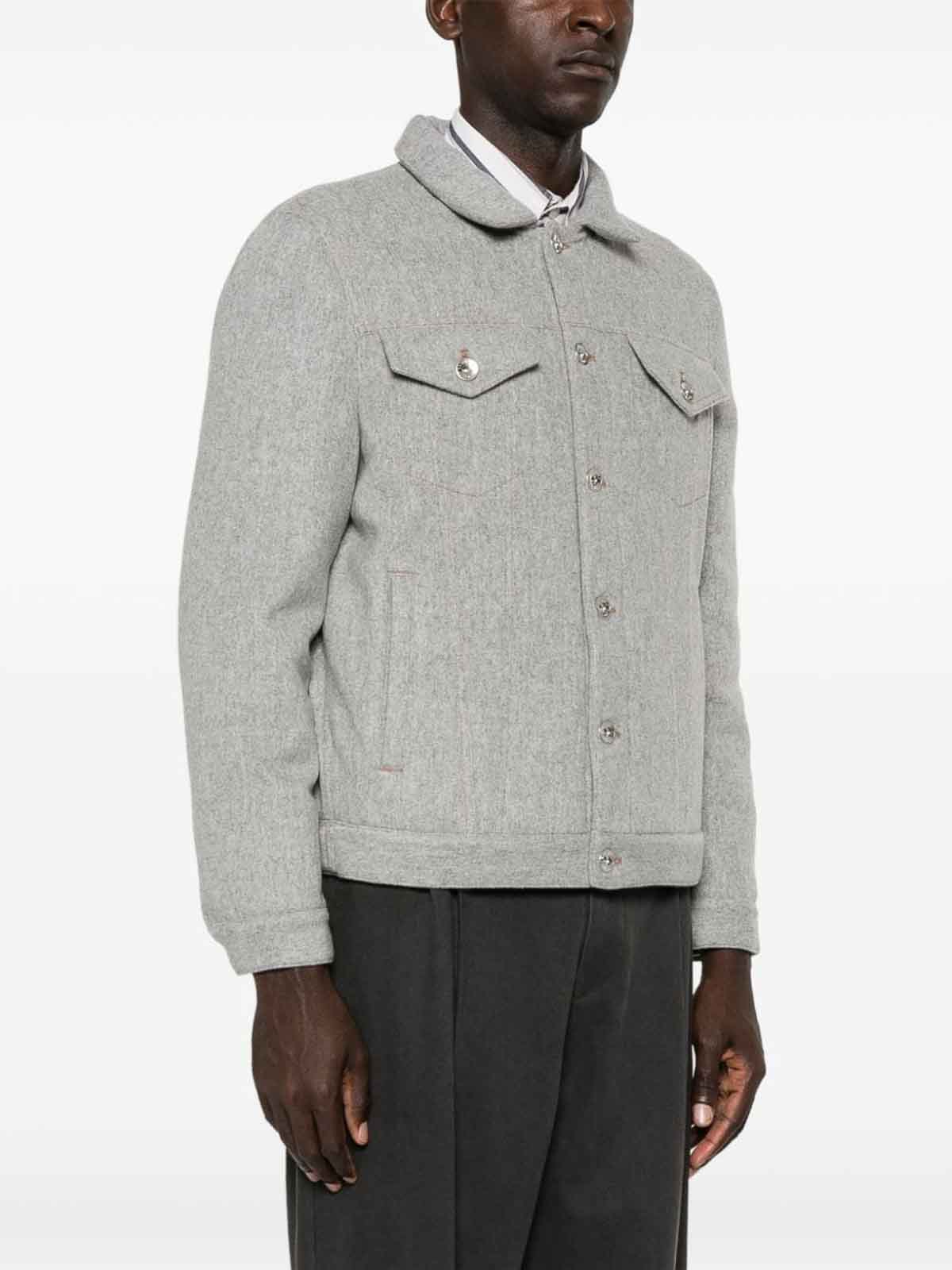 Shop Brunello Cucinelli Wool Jacket In Gris Claro