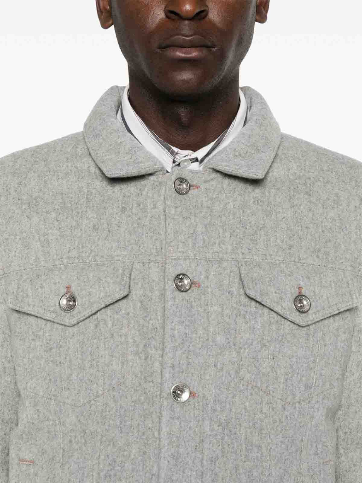 Shop Brunello Cucinelli Wool Jacket In Gris Claro