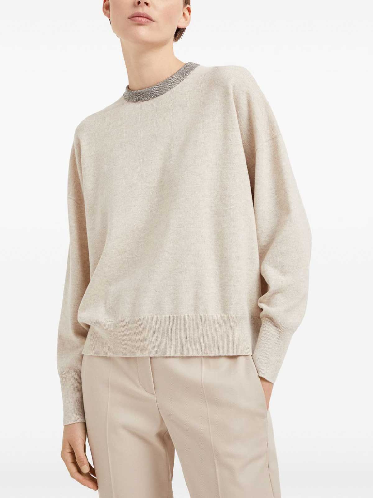 Shop Brunello Cucinelli Cashmere Crewneck Sweater In Beis