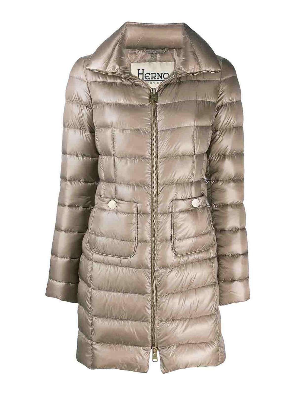 Shop Herno Maria Midi Down Jacket In Grey