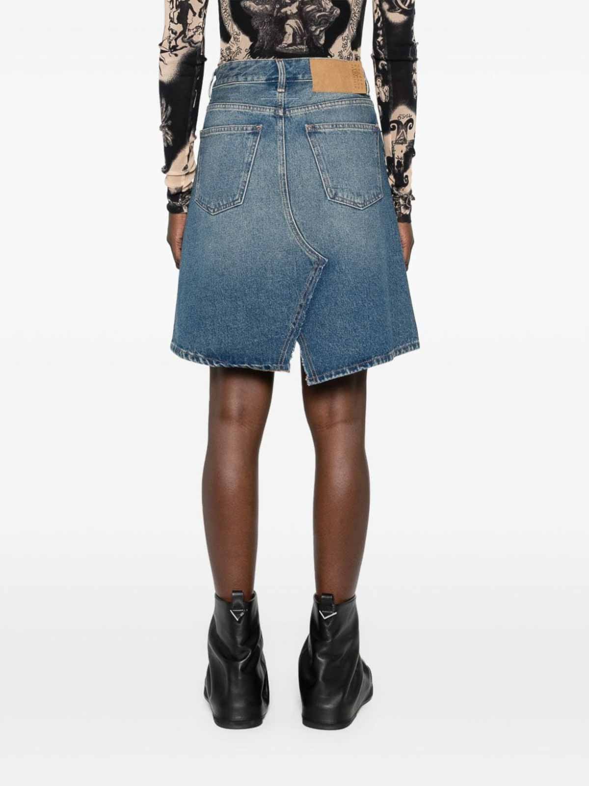 Shop Mm6 Maison Margiela Denim Midi Skirt In Azul