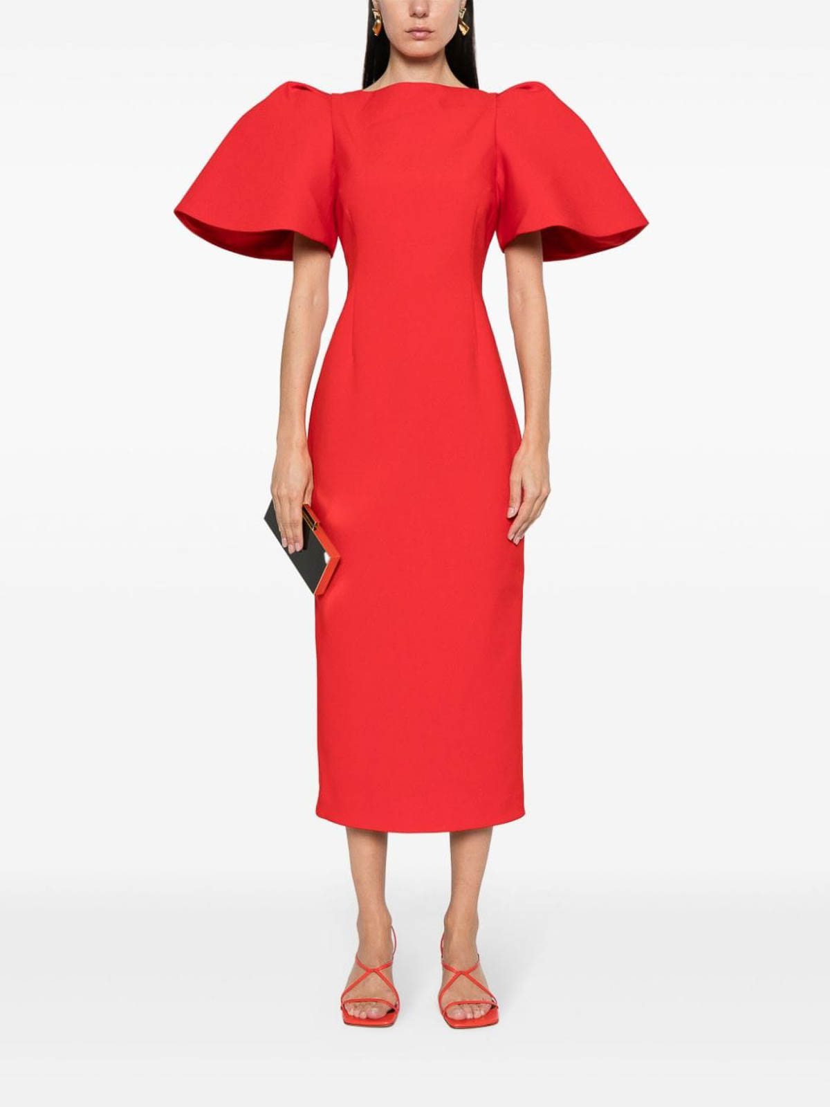 Solace London Lora Midi Dress - Red - Women|OS36025RED