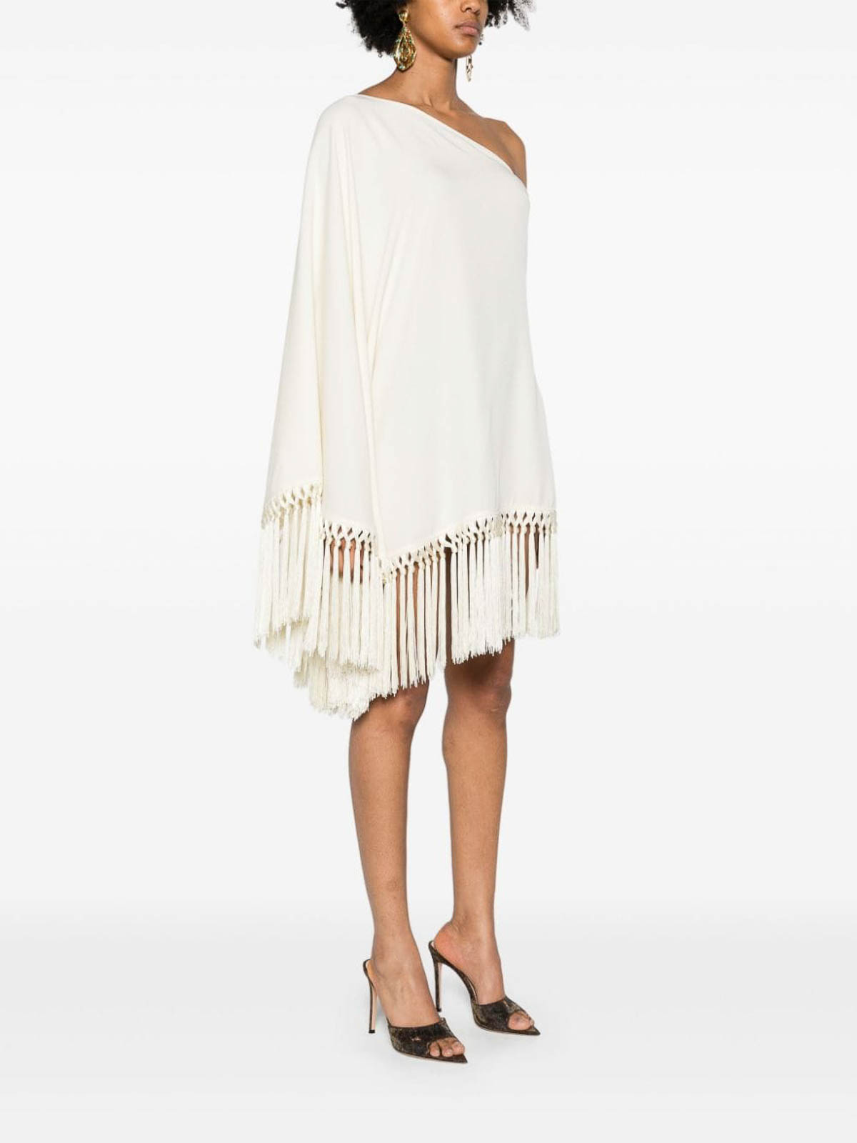 Shop Taller Marmo Piccolo Arno Fringed Short Dress In Blanco