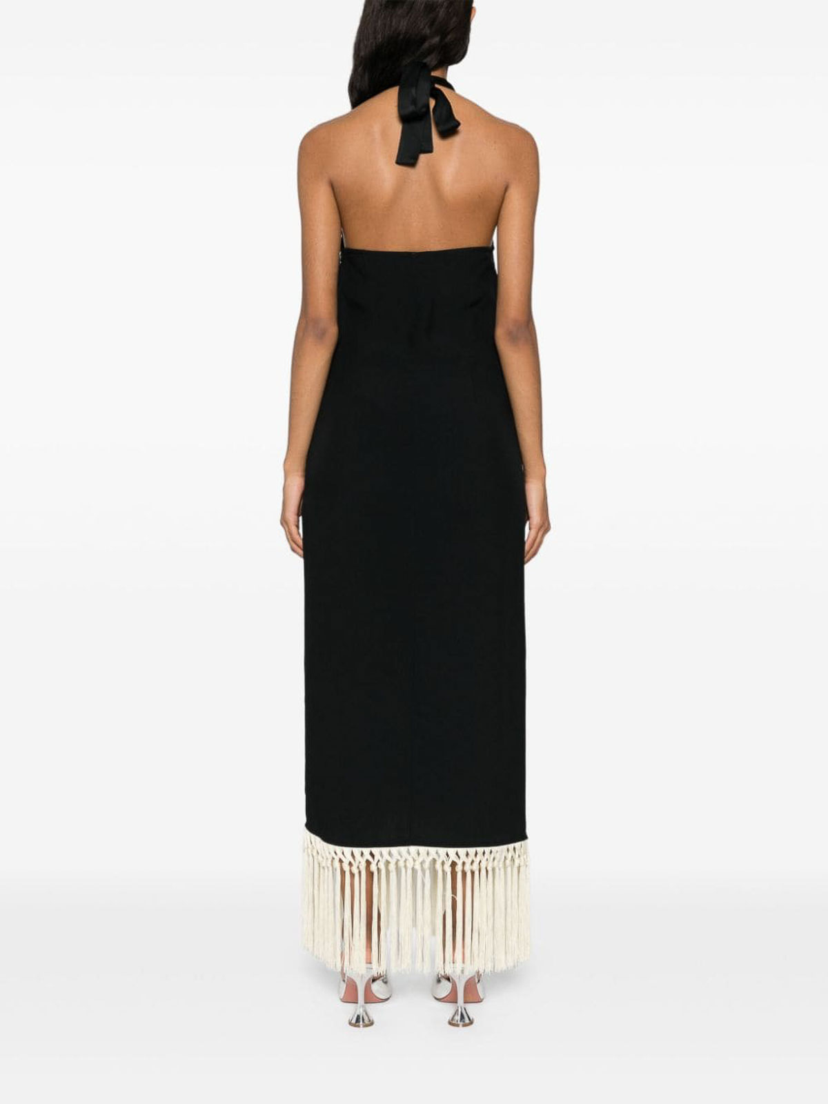 Shop Taller Marmo Nina Fringed Long Dress In Negro