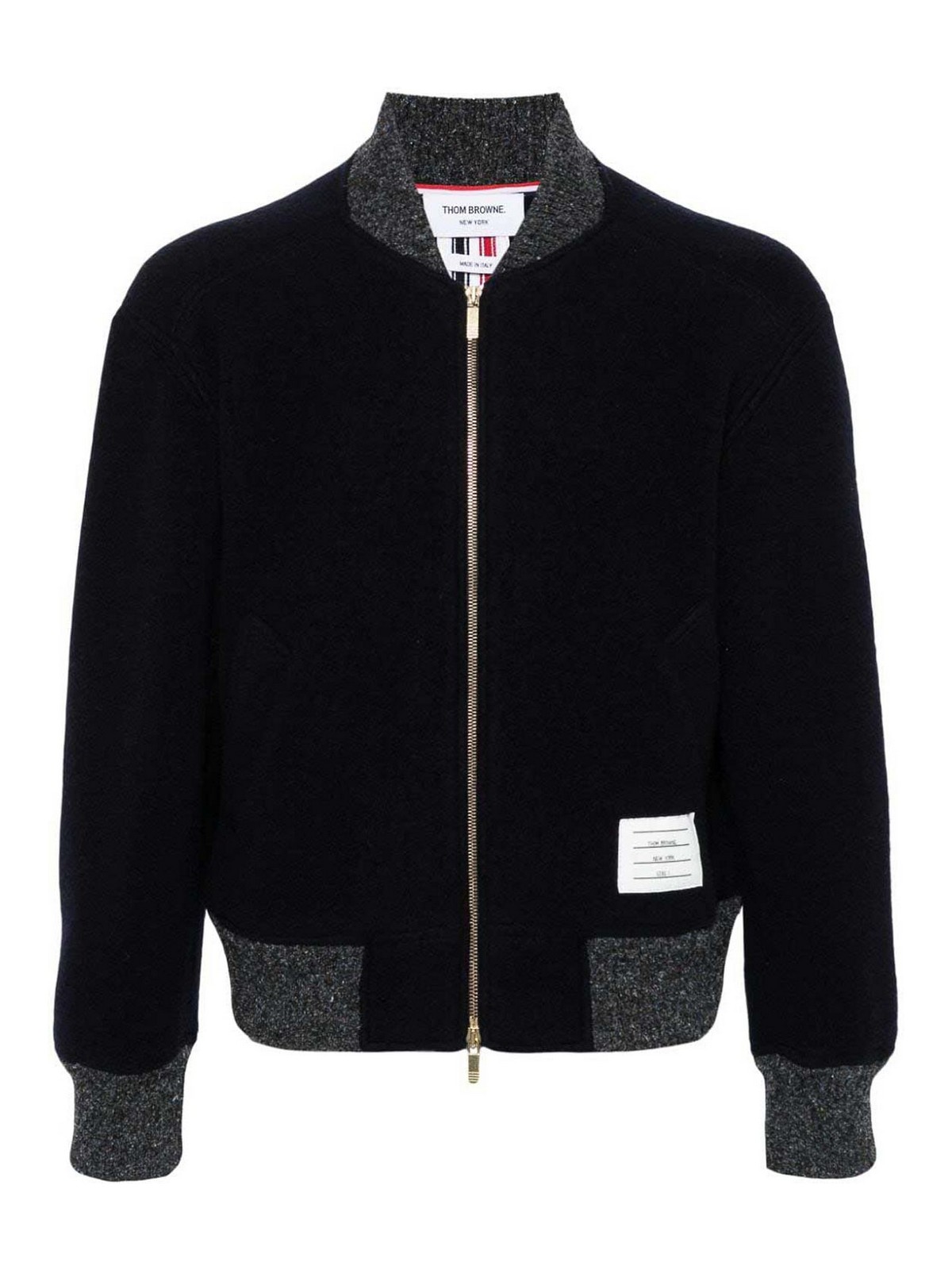 Shop Thom Browne Rwb Wool Bomber Jacket In Azul