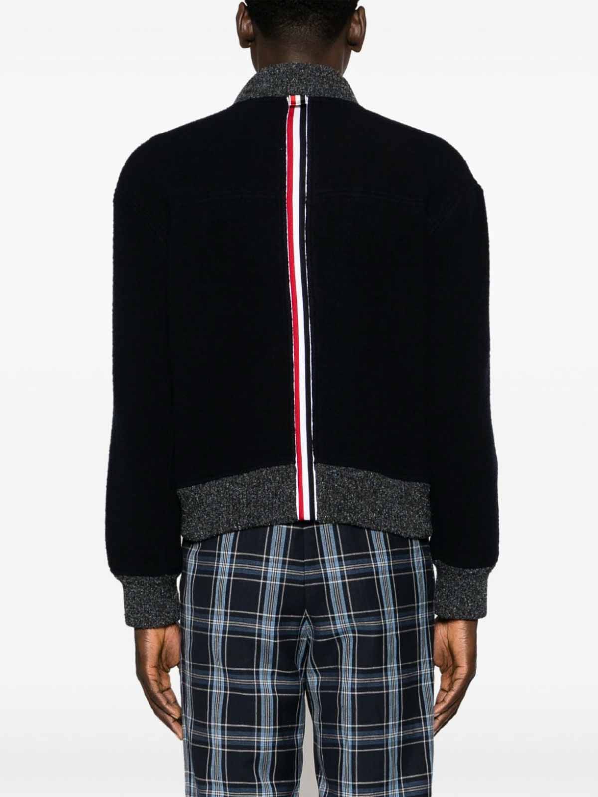 Shop Thom Browne Rwb Wool Bomber Jacket In Azul